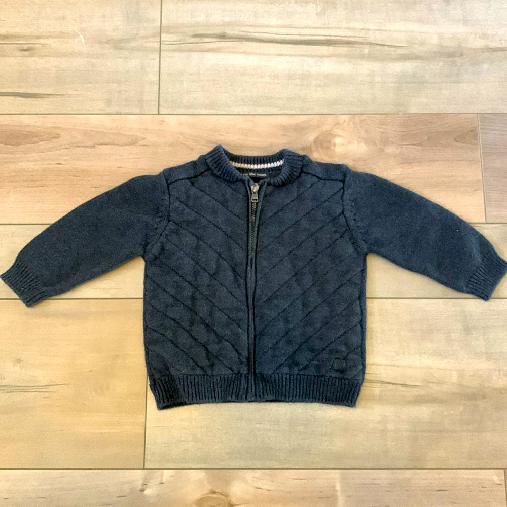 Zara gray knit zip up sweater | 9-12 months |